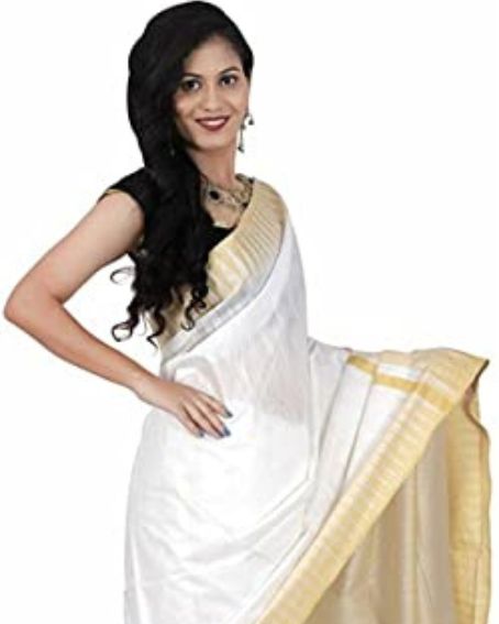 Silk Zone Cotton Art Silk Temple Border Gold White Striped Cotton Silk Saree Very Nice Material