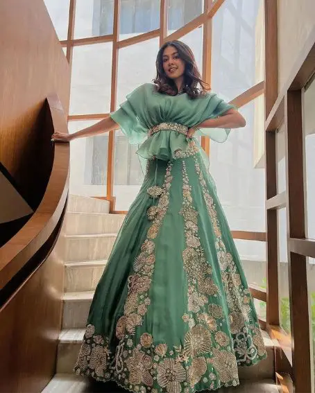 The Intricate Embroidery Green Modern Lehenga For Bride's Sisters