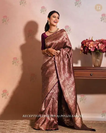 Traditional Banarasi Printed Saree For Pooja