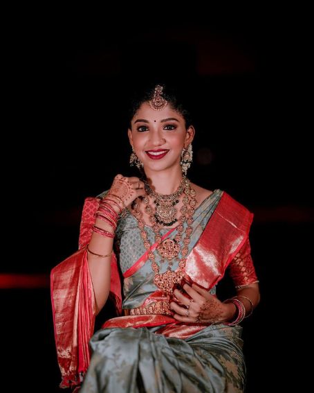 Traditional Gray Wedding Saree