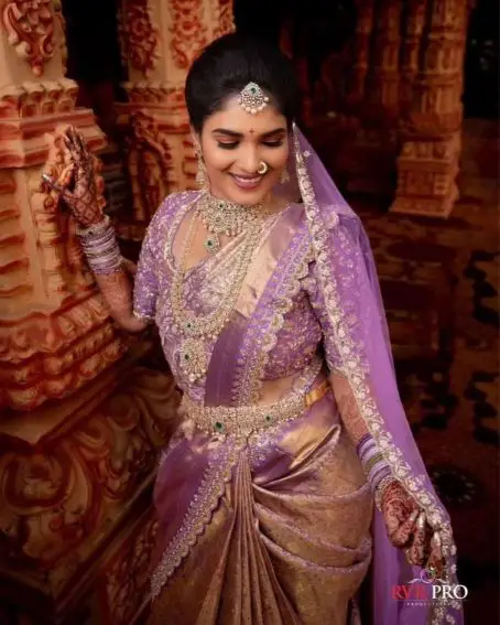 Violet Bridal Wedding Saree