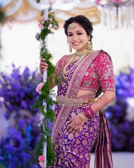 Violet South Indian Wedding Saree
