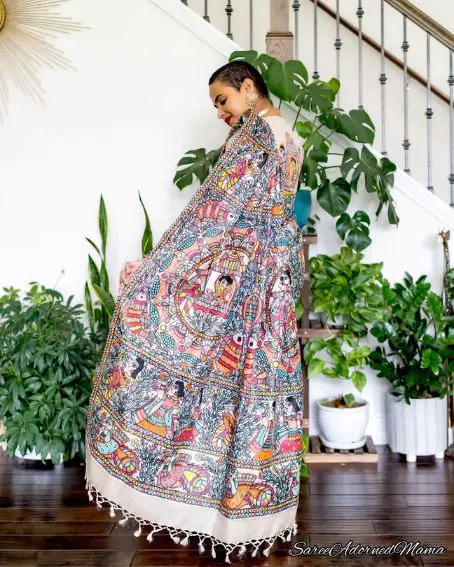 Hand-painted Saree Highlighted in Blue Color