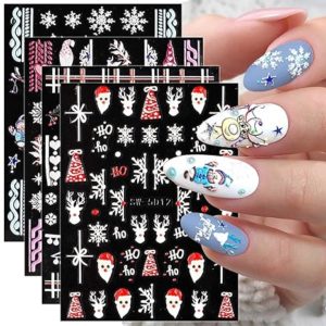 5D Self-Adhesive Pegatinas White Pink Snowflakes Nail Art Stickers