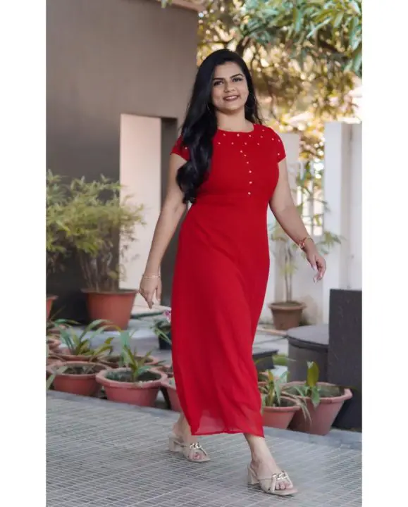 A-Line Red Maxi Dress for