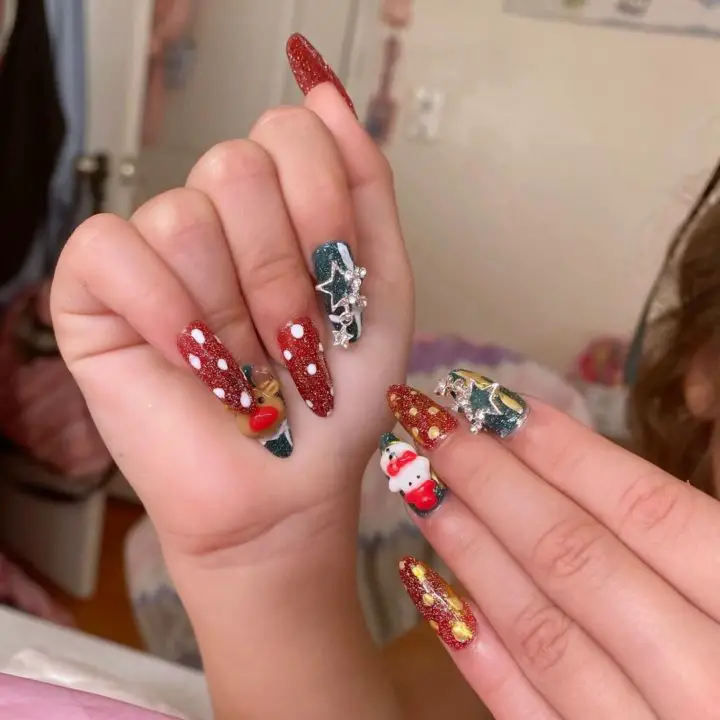 Acrylic Christmas Nail Art for Kids