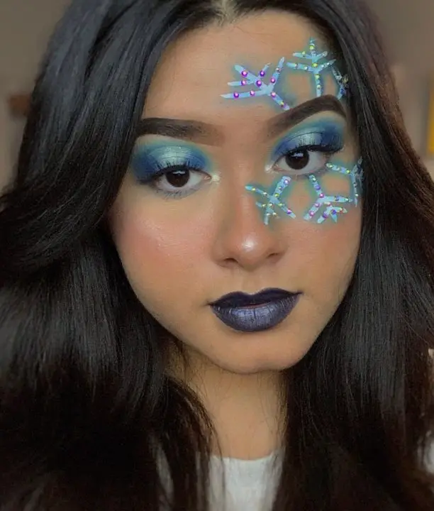 Aqua Blue Chistmas Snowflake Eye Makeup