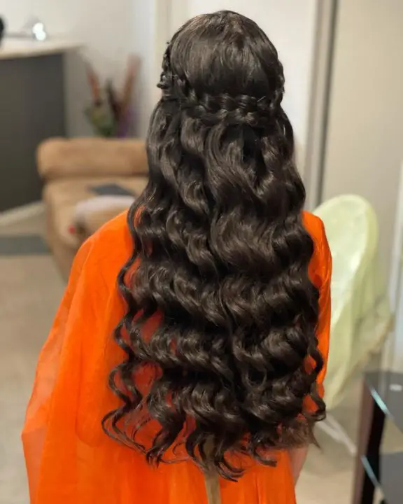 Braided Half Up Hairstyle for Long Hair