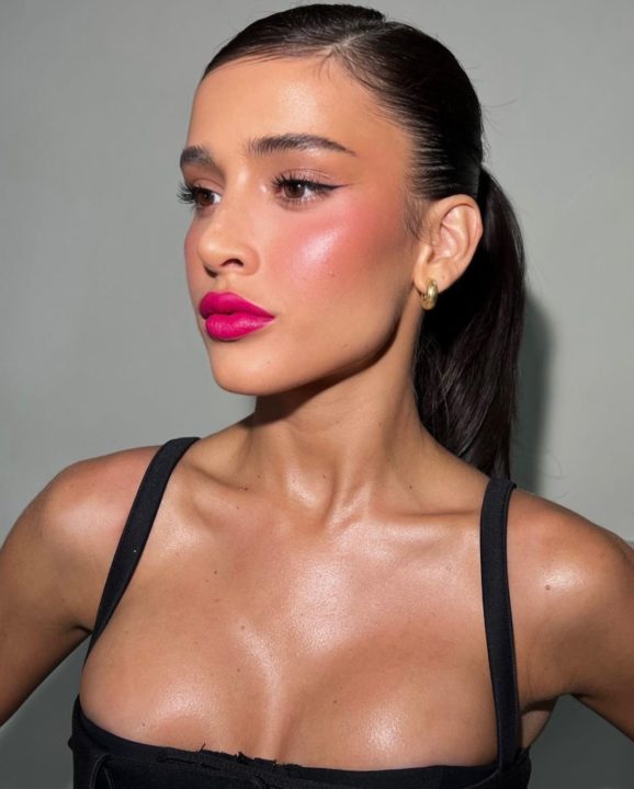 Bright Pink Shade Lip Makeup