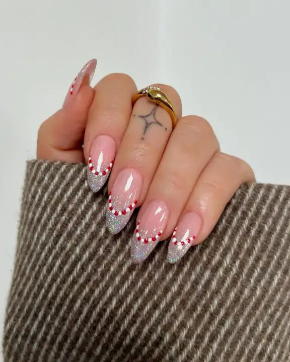 Candy Cane with Glitter Nail Art