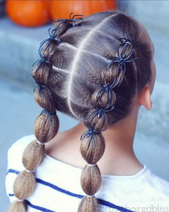 Christmas Bubble Braids, and Spiders Hairstyle for Kids