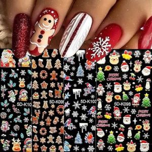 Christmas Nail Art Stickers 5D Self Adhesive Nail Decals Snowflake