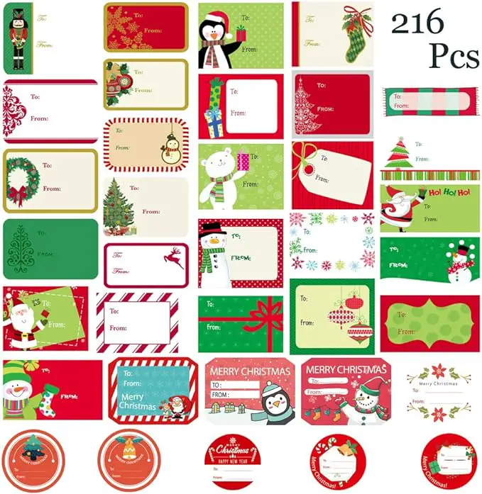 Christmas Self Adhesive Name Labels Gift Wrap Tags Stickers