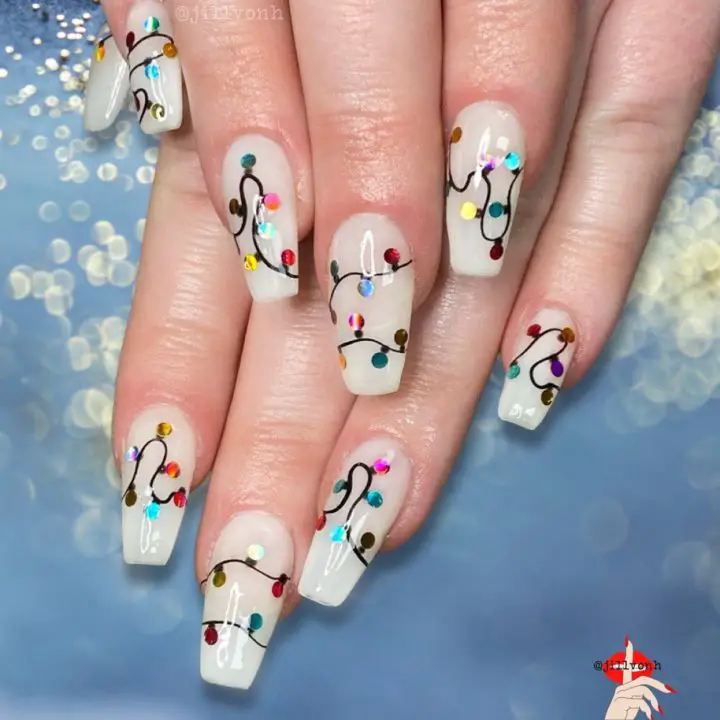 Coffin Nails Christmas Light Nail Art