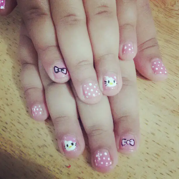 Cute Kitty Christmas Nail Art for Kids