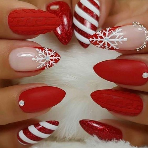 Cute and Festive Candy Cane Nail Art