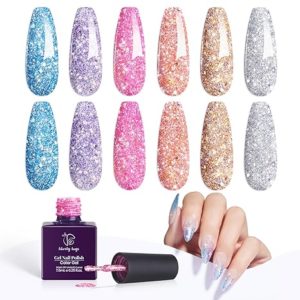 Golden Silver Hot Pink Blue Purple Gel Polish, Soak off Shiny Gel Nail