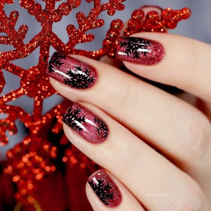 Gorgeous Matte and Glossy Finis Snowflakes Art Nails