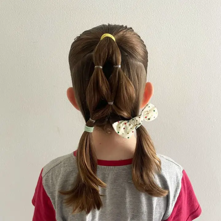 Half Up into Piggy Christmas Hairstyle for Kids