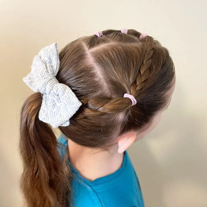 Headband Twisted Hair with White Ribbon Christmas Hairstyle for Kids