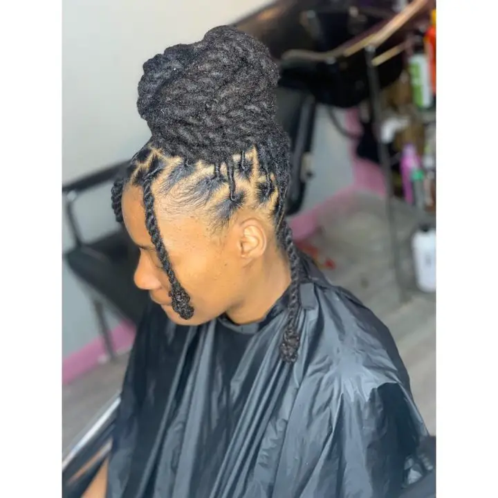 Knotless Braided high Bun Hairstyle