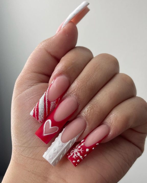 Minty Fresh French Tip Candy Cane Nail Art