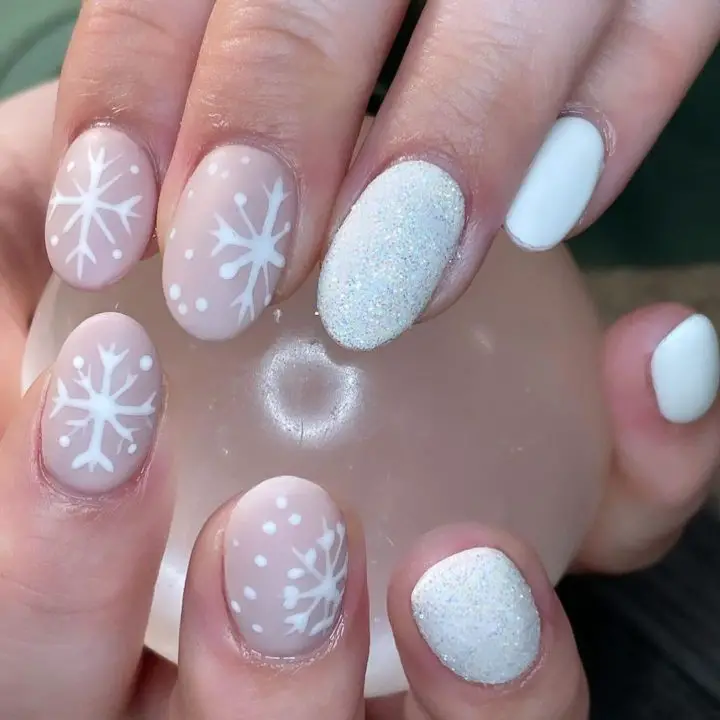 Official and Glitter Snowflakes Art Nails