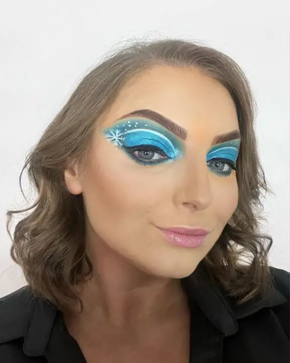 Peacock Blue Chistmas Snowflake Eye Makeup
