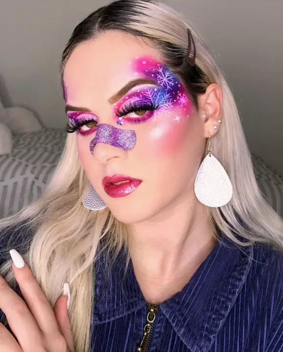 Pink & Purple Snowflake Chistmas Snowflake Eye Makeup