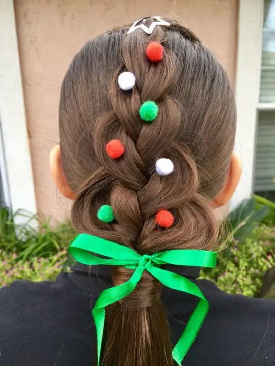 Pull Through Christmas Tree Hairstyle