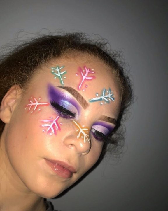 Purple Smoky Chistmas Snowflake Eye Makeup