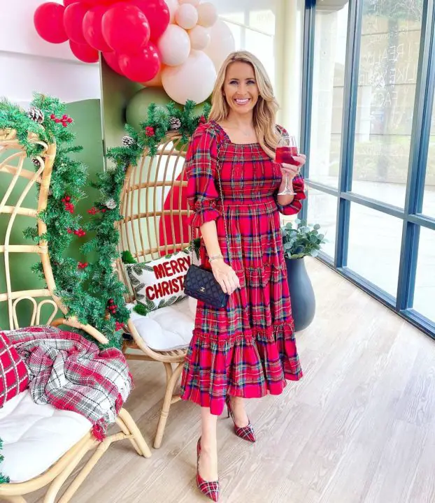 Red Check Style Mini Madeline Dress