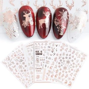 Rose Gold Winter Holiday Xmas Snowflake Nail Supplies Nail Art Designs