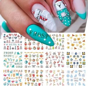 Snowman Tree Flower Deer Bell Nail Designs