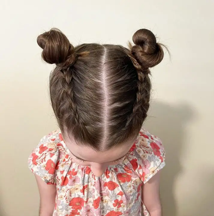 Space Buns Christmas Hairstyle for Kids