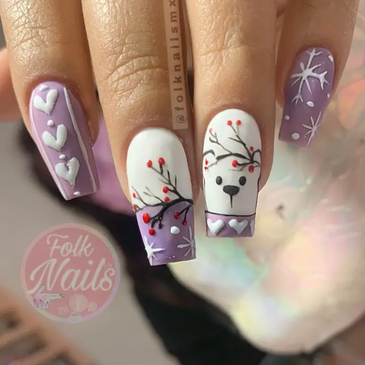 Stylish Indigo Snowflakes Art Nails