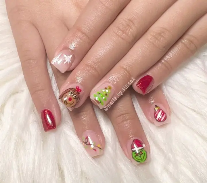The Grinch & his dog Max Nail Art for Kids