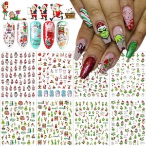 Winter Nail Decals 3D Self-Adhesive Funny Cartoon Design Santa Claus Nail Stickers for Women Girls Christmas Nail Decoration