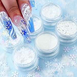 Winter Snowflakes Nail Art Flakes Powder Kit