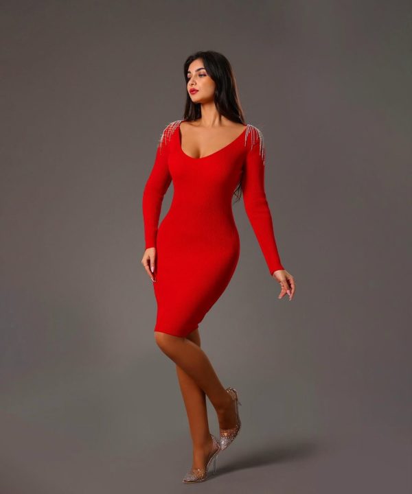 Women Red Bodycon Dress for Christmas