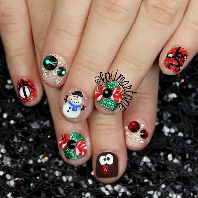 little snowman christmas nails for kids