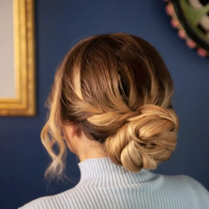 low updo with twisted braid