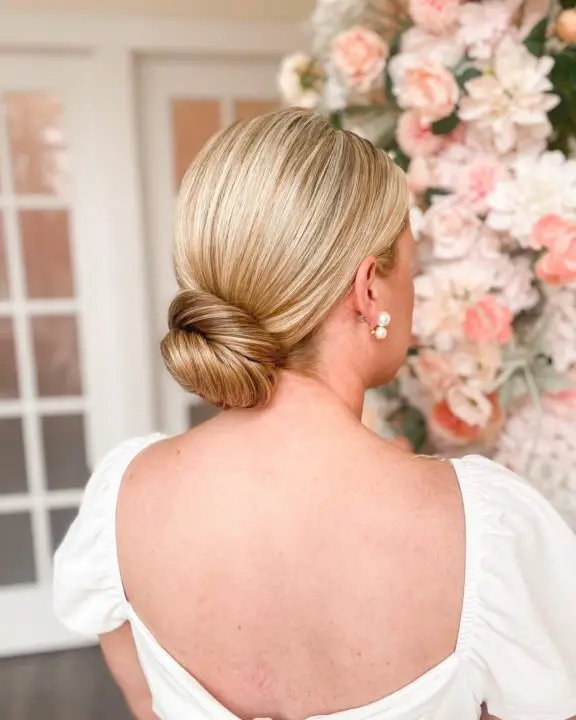 thick low bun updo hairstyle